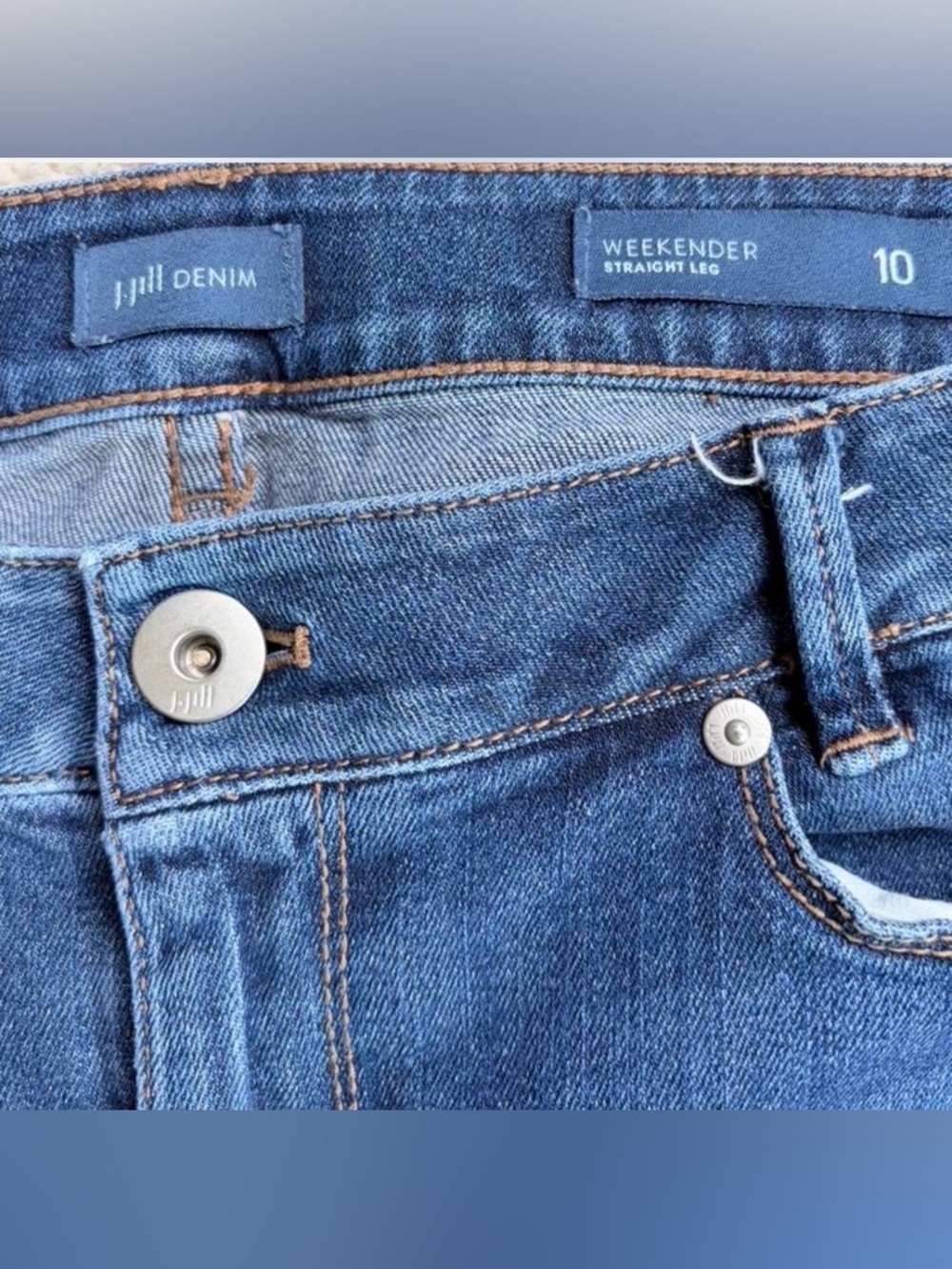 J. Jill Indigo Boyfriend Jeans with Rolled Cuffs - Picture 7 of 8